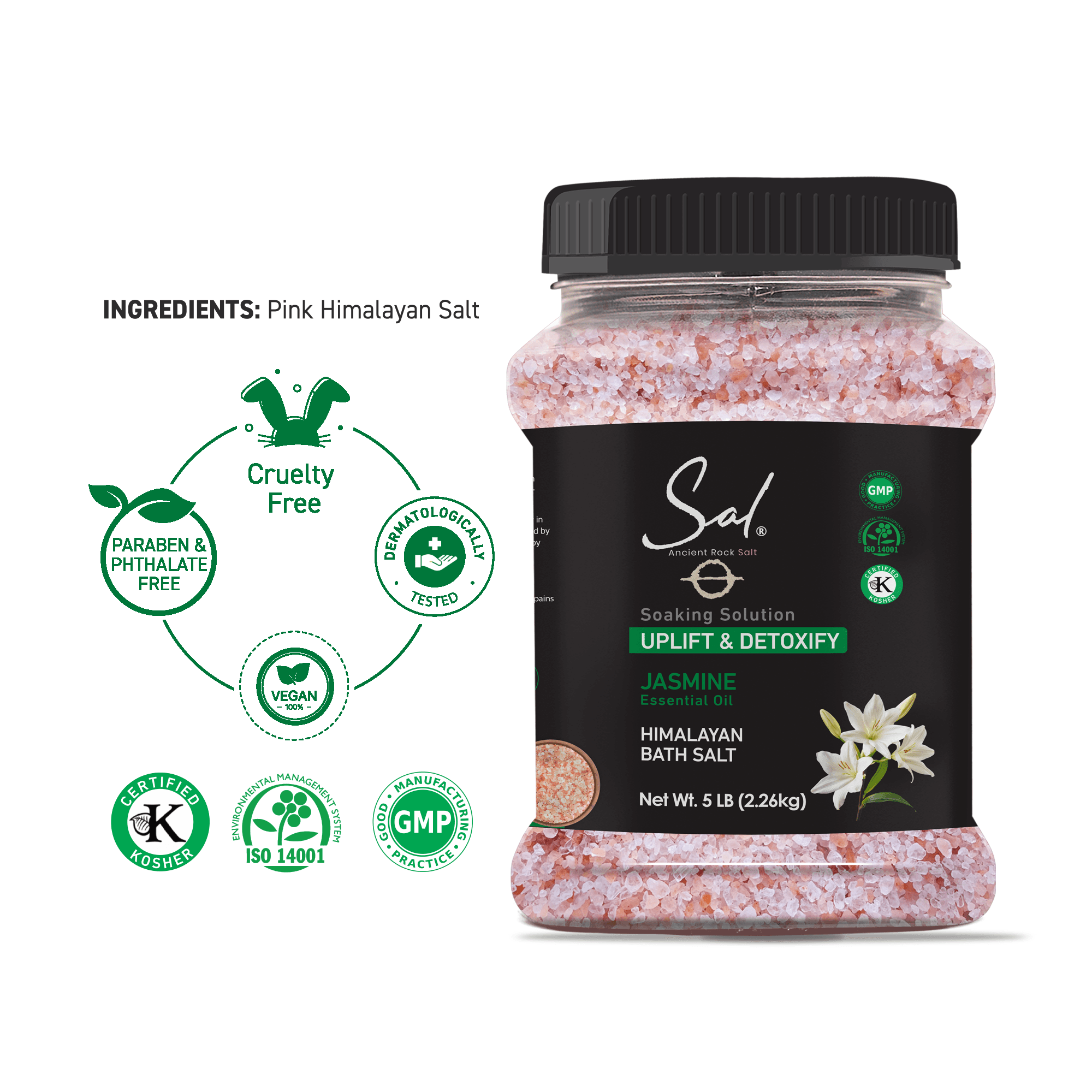 Himalayan Pink Bath Salt, Jasmine, 5 lb Jar - View 2