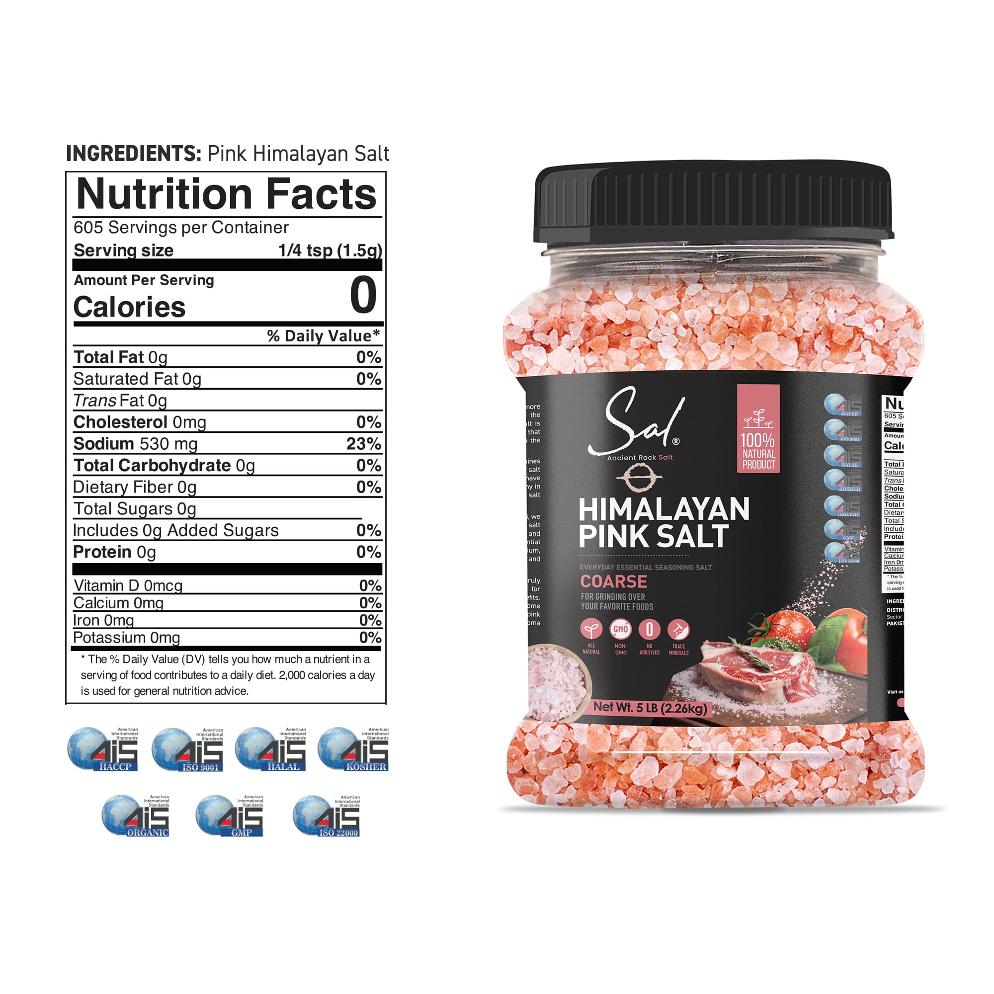 Himalayan Pink Salt, Coarse, 5 lb Jar - View 4